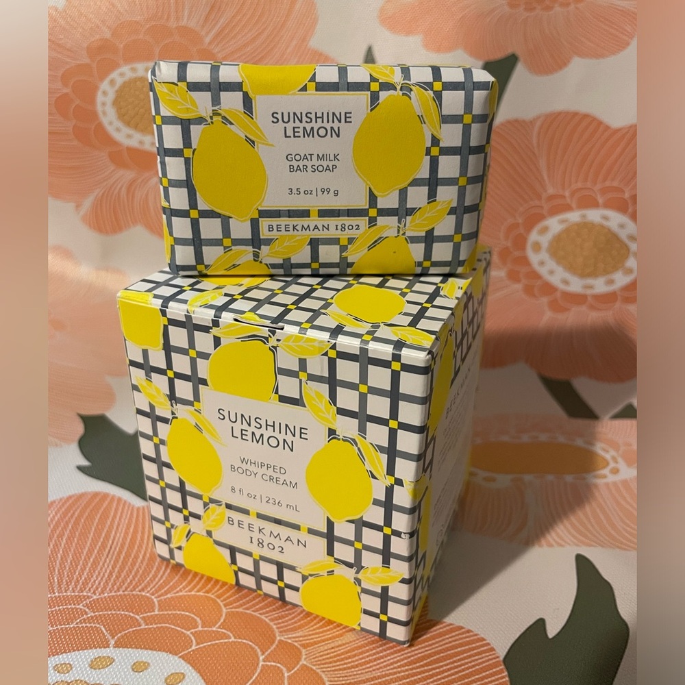 Beekman 1802 Sunshine Lemon body cream and bar soap set